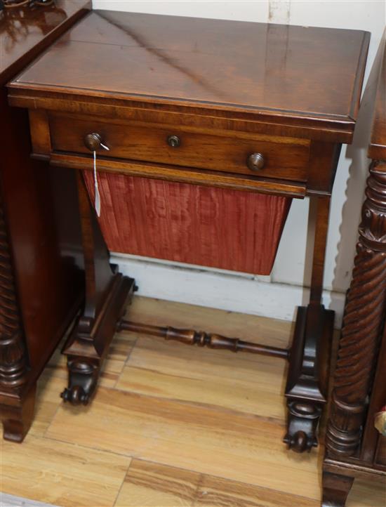 An early Victorian rosewood folding games / work table W.54cm